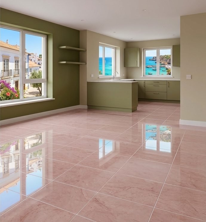 Home open-plan floor after deep-cleaning — joints cleaned